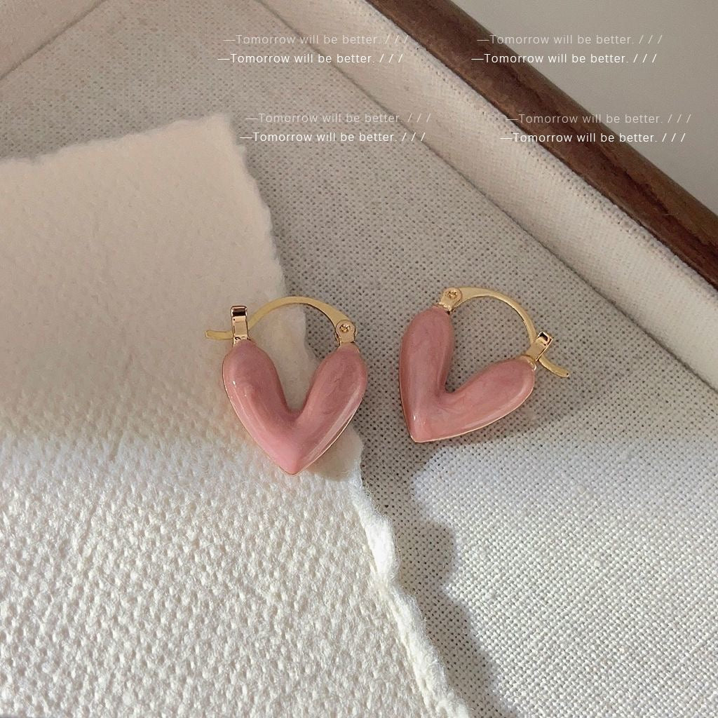 Blush Heart Hoop Earrings