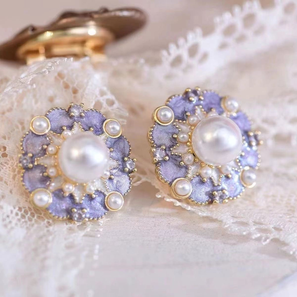 Lavender Pearl Bloom Earrings