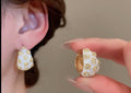 Floral Enamel Statement Hoops Earrings