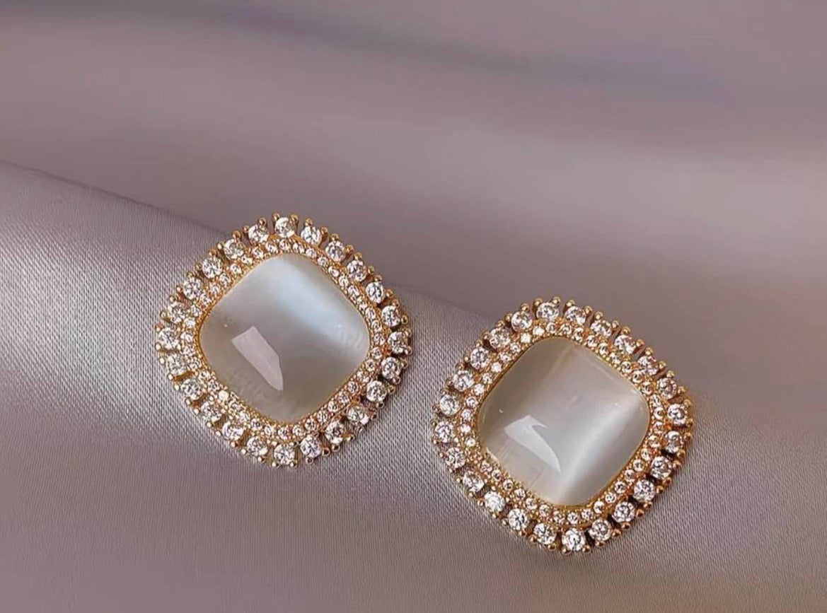 Radiant Square Moonstone Earrings