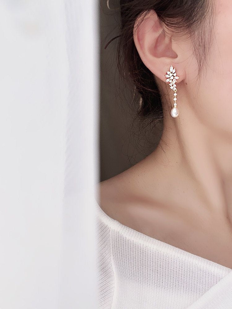 Celestial Pearl Drop Earrings