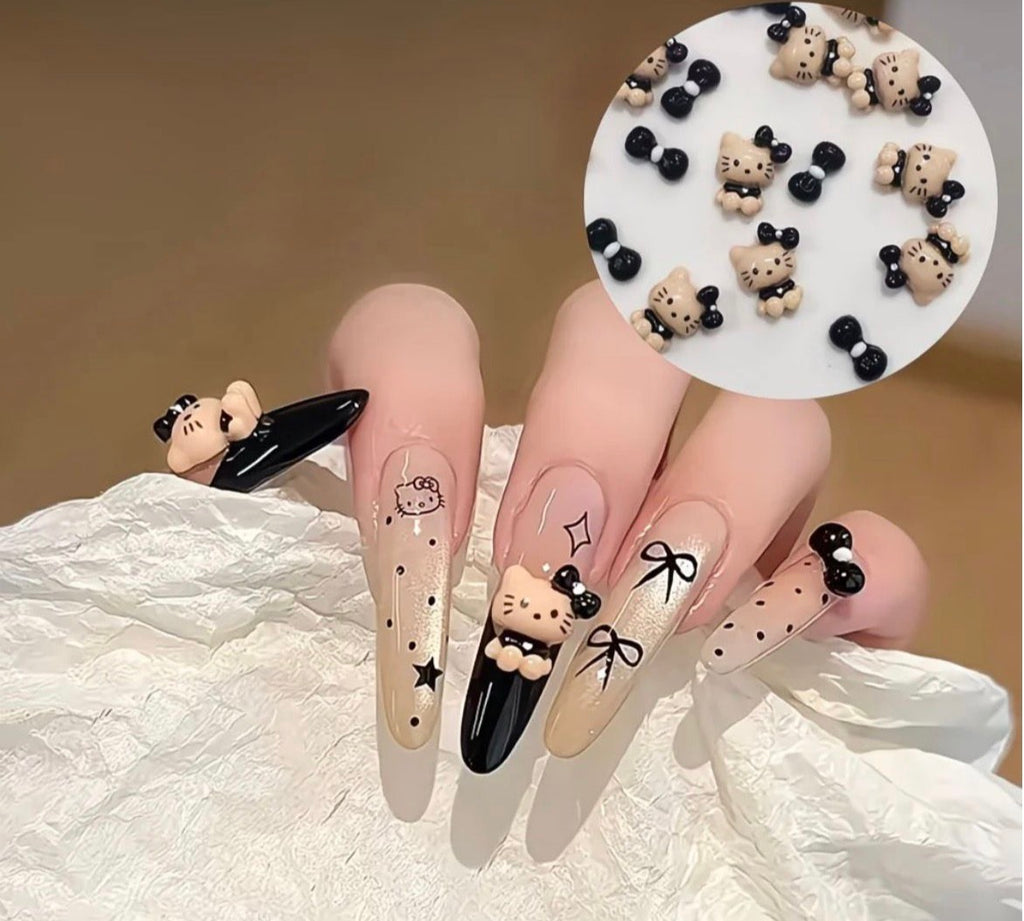 Black Kitty Coquette Nails