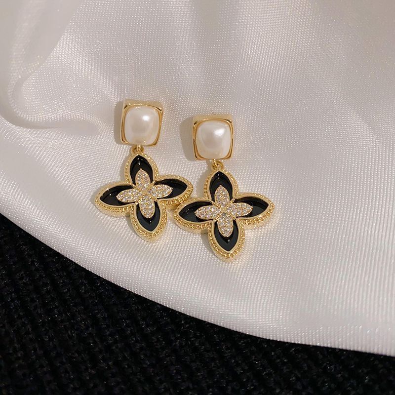 Luxe Clover Crystal Drop Earrings