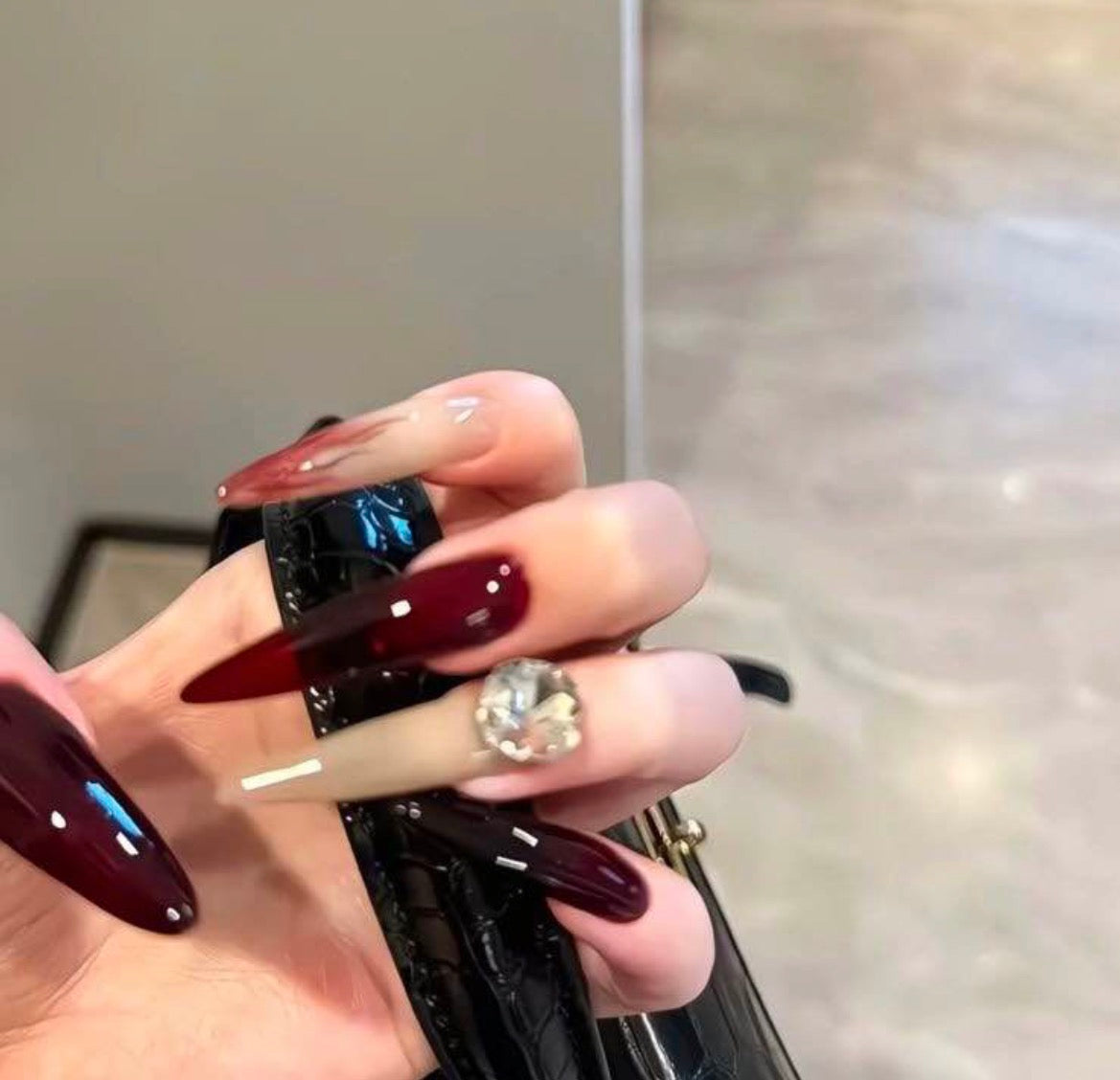 Deep Aura Vine Nails