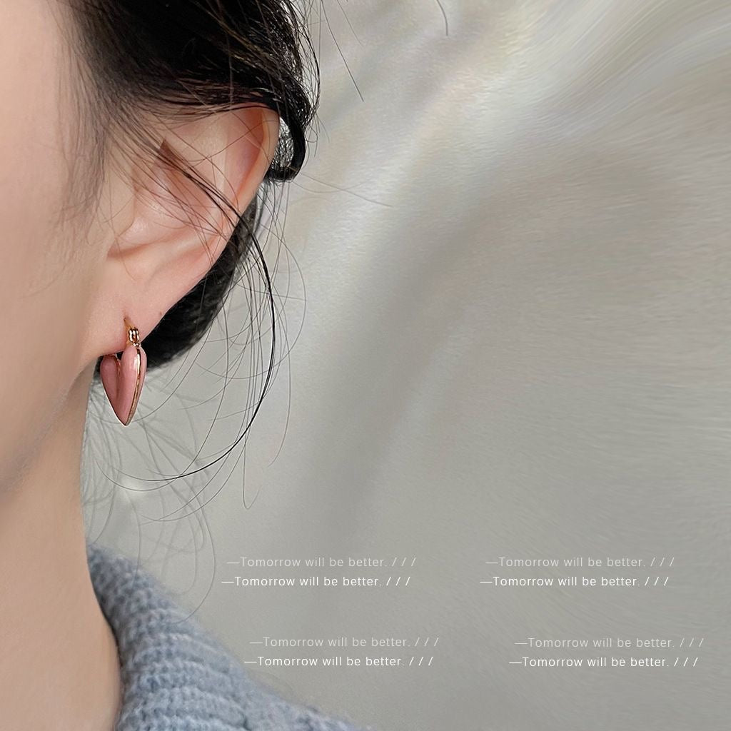 Blush Heart Hoop Earrings