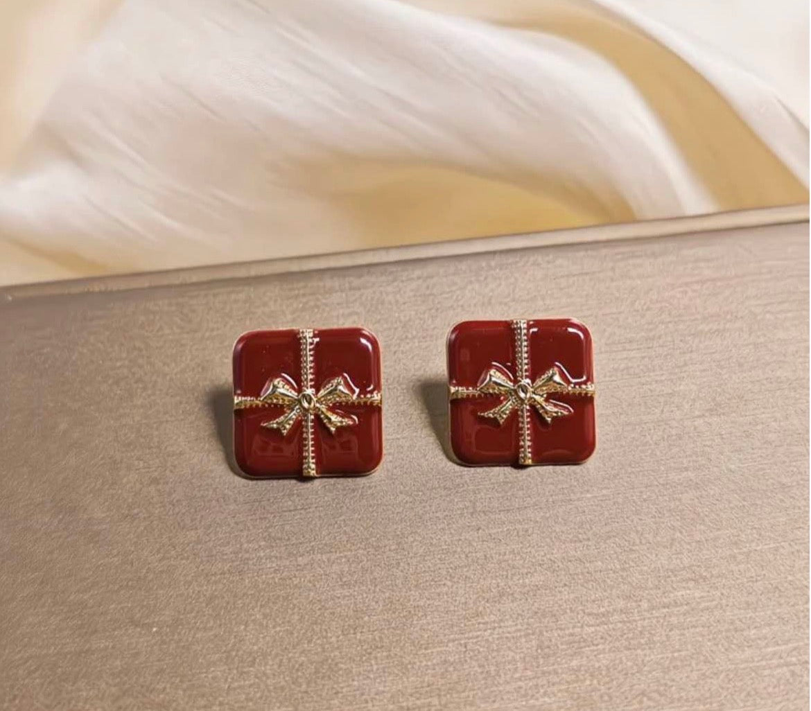 Festive Ribbon Box Earrings