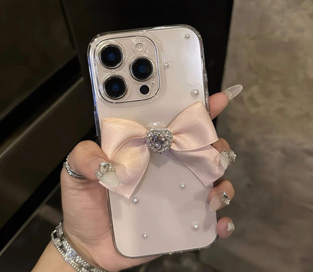 Pink Ribbon Bow Pearl Case