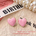 Sweetheart Pink Enamel Stud Earrings