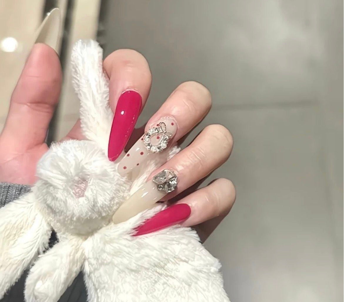 Magenta Glam Nails