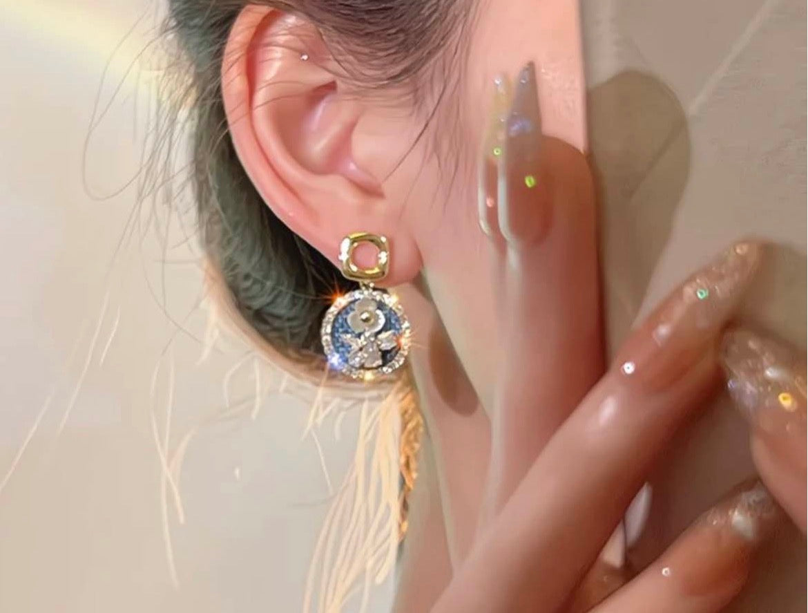 Blue Mosaic Petals Earrings