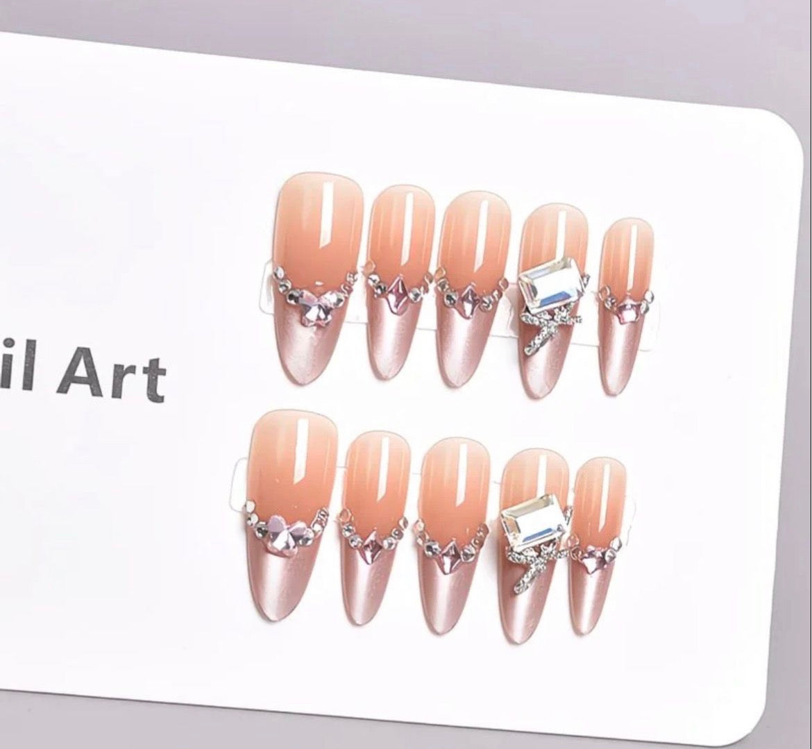 Nude Ombre with 3D Charm Nails