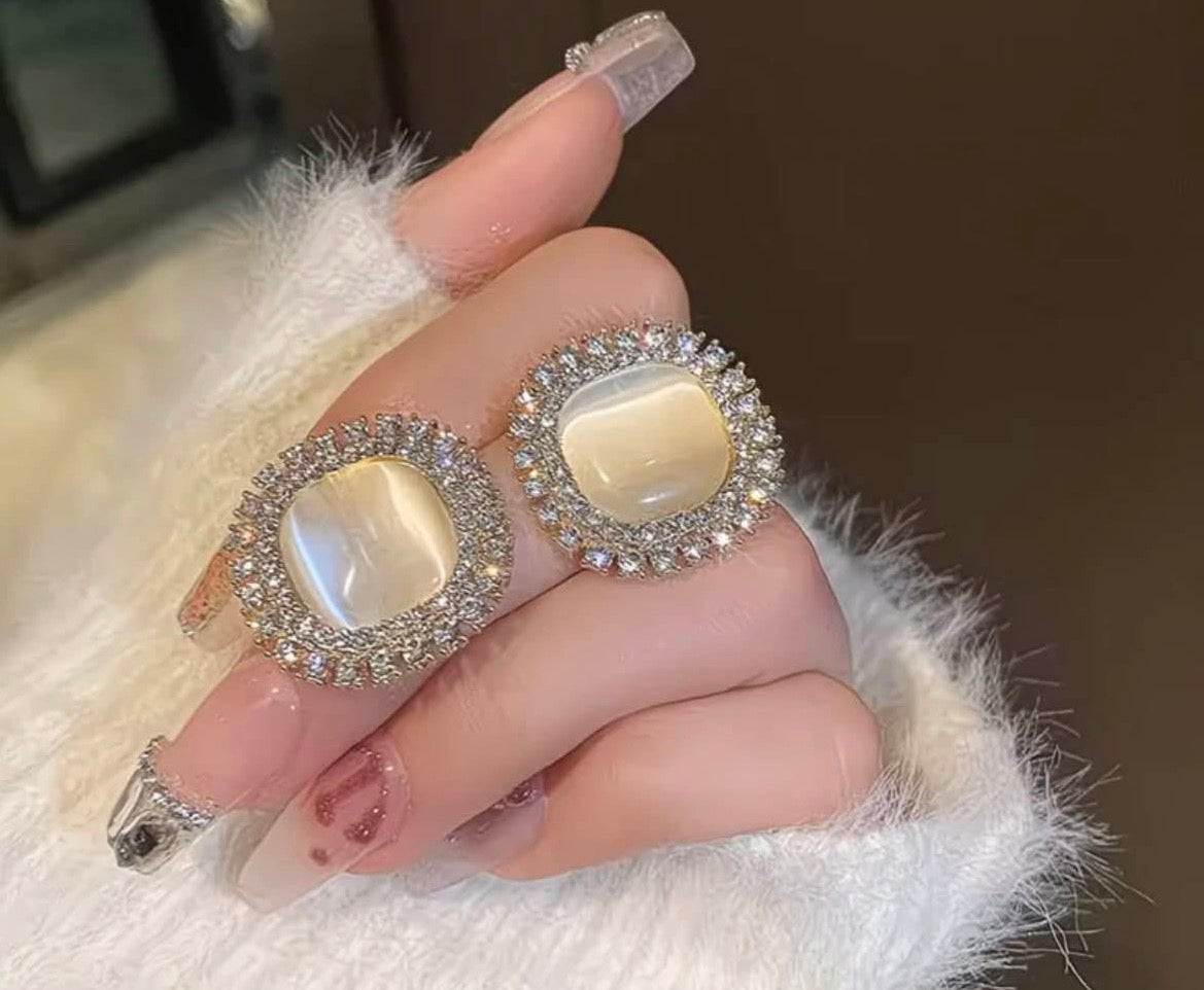 Radiant Square Moonstone Earrings