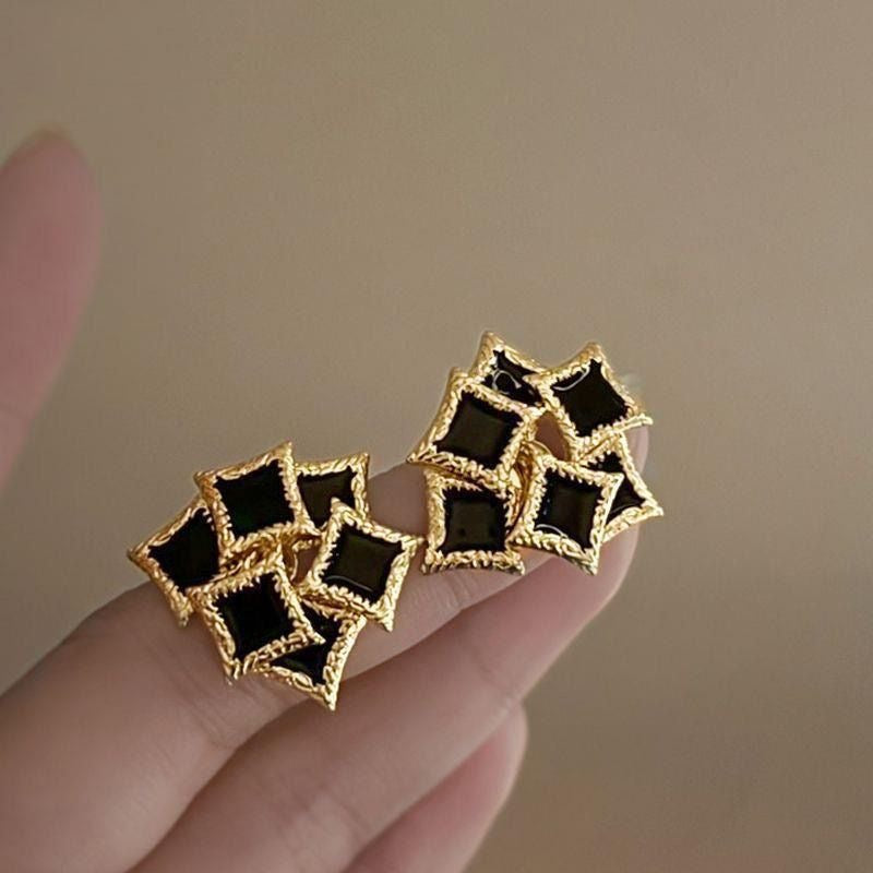 Midnight Luxe Geometric Stud Earrings