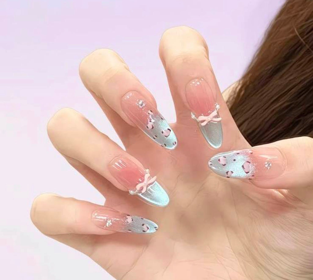 Blue Bow Dream Nails