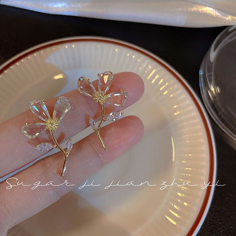 Crystal Bloom Floral Earrings