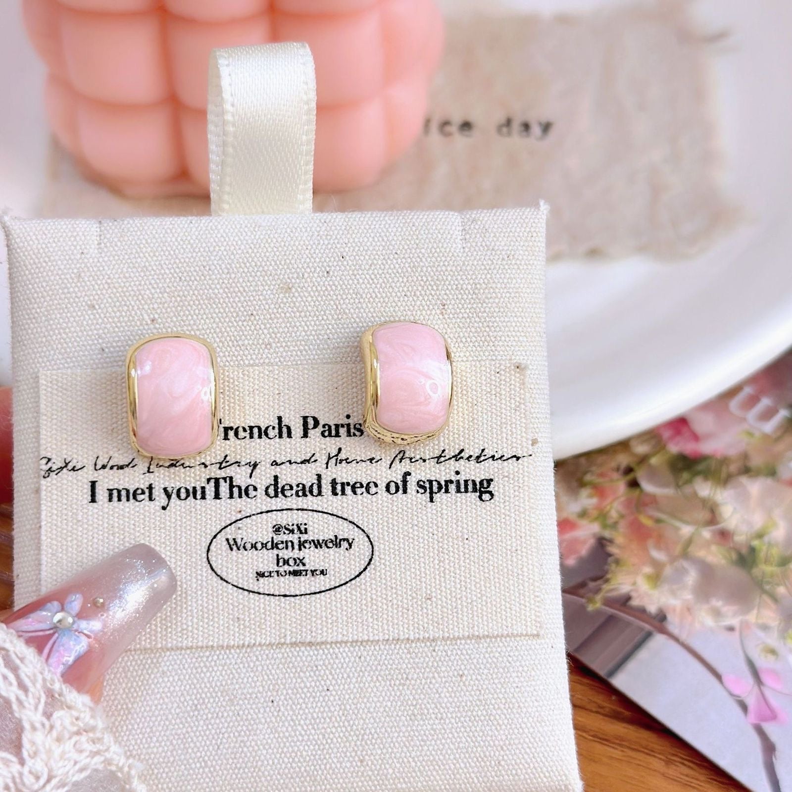 Blush Aura Stud Earrings