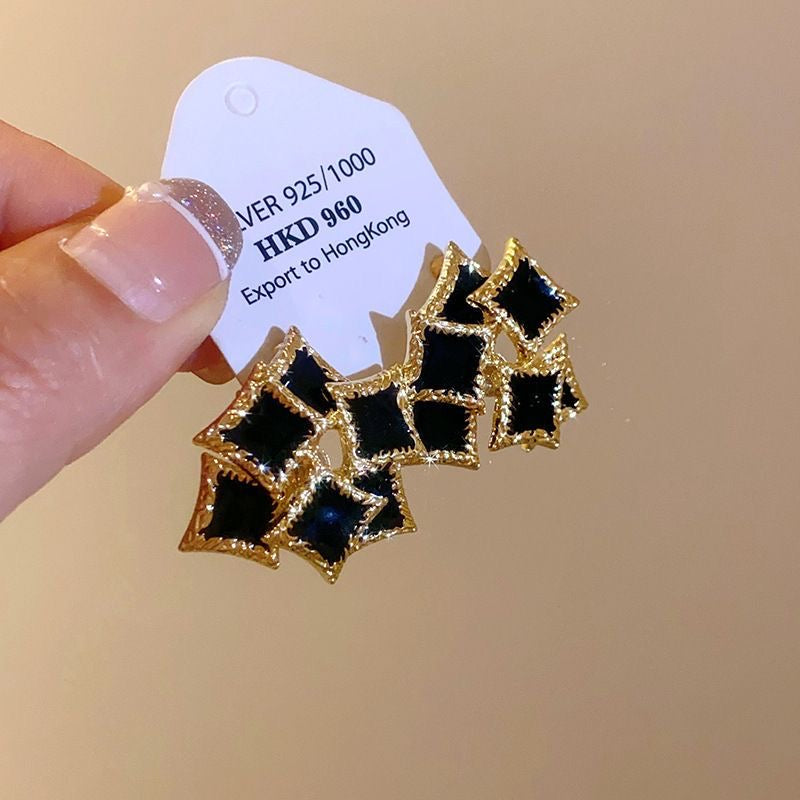 Midnight Luxe Geometric Stud Earrings
