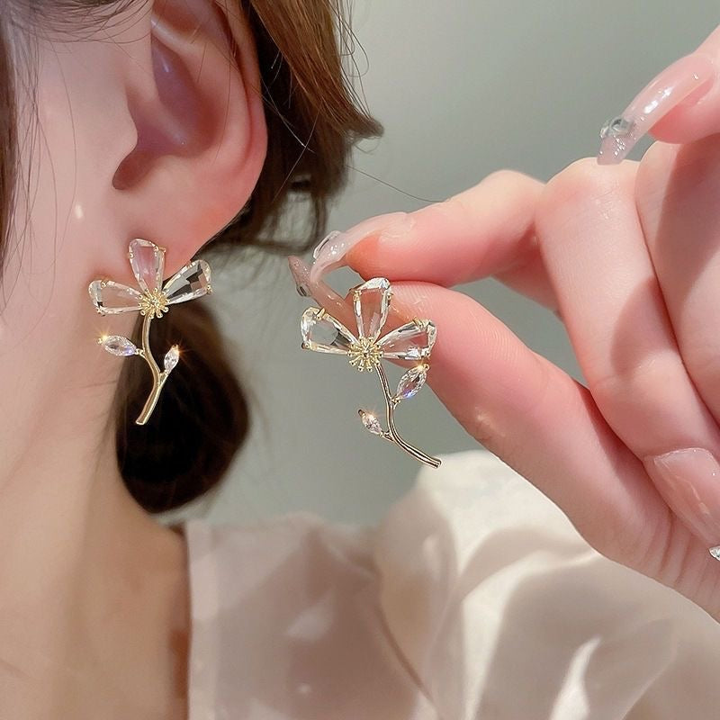 Crystal Bloom Floral Earrings
