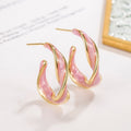 Blush Wave Enamel Hoop Earrings